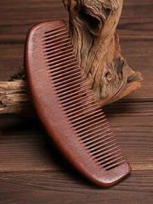 1pc Long Wide-Tooth Red Sandalwood Massage Comb, Anti-Static, Long Hair Massage Wooden Comb, Perfect For Curly, Straight And Long Hair - A - View 7
