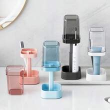 1pc Vertical Toothbrush Holder, Household Electric Toothbrush & Toothpaste Storage Rack, Wash Cup Organizer, Multifunctional Bathroom Countertop Caddy, Practical Toiletry Storage Accessory For Home Bathroom And Student Dormitory - Multicolor - View 10