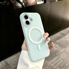 夏季清新色果凍感 2 合 1 磁吸手機殼，相容 iPhone 16 17 16e 17e，磨砂觸感防摔硬殼，相容 iPhone 15 14 13 11 16 Pro Max 17 Pro Max 12 - 淡青色 - 查看 11