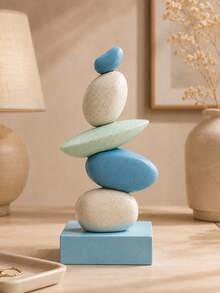 Stacked Stone Sculpture - Abstract Balanced Rock Resin Art Sculpture, Fashionable And Elegant Design, Decorative Desktop Ornament, Suitable For Home And Office, Can Be Given As Birthday, Graduation, Christmas Gift. 3 Colors Available For You To Choose - Multicolor - View 4