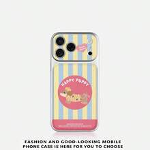 1 buah Casing Ponsel 2-in-1 Hard Shell Klasik Tahan Guncangan dengan Motif Anak Anjing Bergaris, Huruf, Hati, Tekstur Leci Mengembang 3D, Kompatibel dengan Apple 17Pro/17/Air/17Promax/11/12/13/14/12 Pro Max/16 Pro/15 Series, Perlindungan Lensa, Seri S26U, Hadiah Liburan - MultiWarna - View 1