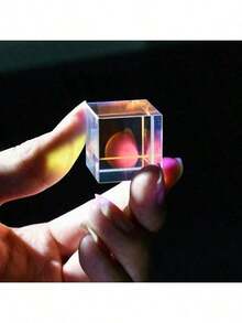 مصباح منشور RGB ثنائي الانكسار من الزجاج البصري بتصميم X-Cube، زينة مكتبية لتجارب الفيزياء، هدية علمية قابلة للاقتناء - متعدد الألوان - مشاهدة 9