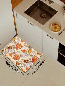1 Pc Red Maple Leaf Pattern Kitchen Mat, 3.5 Mm Soft Rubber That Absorbs Water And Is Easy To Clean. Suitable For Corridors, Bathrooms, Living Rooms, Outdoor Door Mats, And Toilets. Useable Throughout The Year And For Various Holidays. - Multicolor - View 17