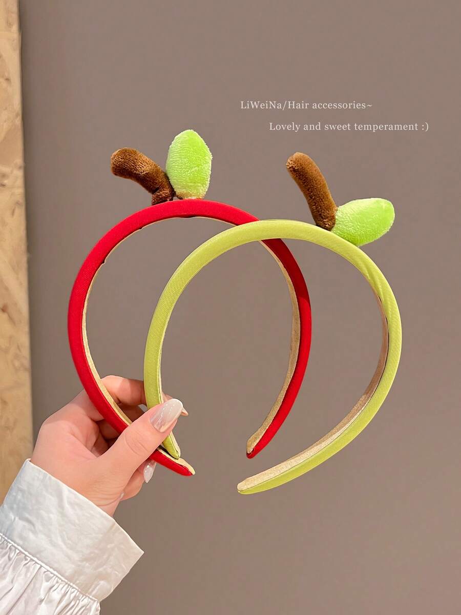 2pcs Apple Headband Cute Adorable Hairband For Washing Face Women Creative Cartoon Girl Photo Prop Hair Accessory Hair Clip