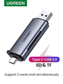 UGREEN USB Storage SD Card Reader Type-C USB 3.0 To SD TF Micro SD Adapter, Suitable For Laptop, Android Phone, OTG Smart 2-In-1 SD Card Reader, Compatible With 15/16 - Grey - View 1