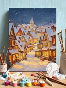 1 Set Pintura por Números Navideña, Adecuada para Principiantes, Kit para Adultos Principiantes con Patrón, Regalo de Cumpleaños, Regalo Navideño - A - Ver 1