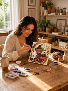 Halloween 3D Pearl Art Kit, Adult Diamond Craft | Spooky Cute 3D Art, Autumn Wall Decor, Beginner-Friendly DIY Set, Complete Craft Kit, Fun Family Activity - Highland Cow - View 2