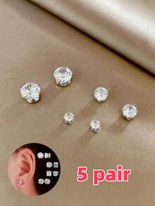 Men's Magnetic Ear Studs, No Piercing Required, Cubic Zirconia Decorated Clip-On Earrings,Halloween Costume - Multicolor - View 1