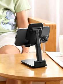 New Foldable Desktop Phone Stand 360° Rotating Slouchy Phone Base Adjustable Height And Angle Portable Tablet Holder Stable Desktop Phone And Tablet Stand Suitable For Office Bedroom Travel - Black - View 3