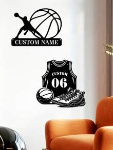 1pc Customized Name Metal Basketball Hoop Sign Decor, Basketball Iron Wall Art, Indoor Decor, Outdoor Basketball Court Wall Hanging, Basketball Enthusiast Gift, Home Decor, Modern Art Basketball Decor, Wall Decor, Room Decor, Living Room Decor, Bedroom Decor, House Decor, Personalized Gift Craft - Multicolor - View 6