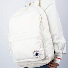 Converse Logo Solid Color Large Capacity Polyester Fiber Backpack Unisex Couple Style White - White - View 6