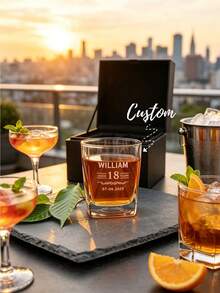Customized Birthday Whiskey Glass 305ml Engraved Bourbon/Scotch Whiskey Short Glass Gift For Men Suitable For Dad, Husband Or Friend - Multicolor - View 5