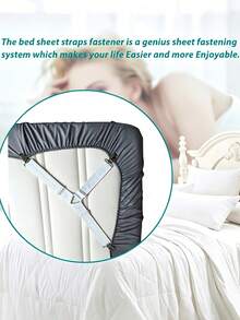 4pcs Elastic Bed Sheet Fastener, Triangular Adjustable Bed Sheet Clips, Non-Slip Bed Sheet Fixing Buckles, Keep Bed Sheet Flat And Stable, Suitable For Mattress Covers, Sofa Cushions, Daily Home Use - One Size Fits All - View 11
