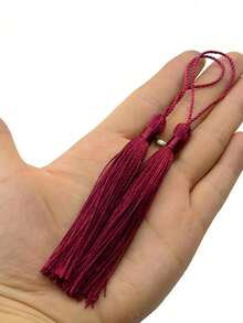 20/50/100/200pcs 13cm (5 Inch) Smooth Silk Thread Bookmarks With Tassels, 2 Inch Hanging Cord Rings And Small Chinese Knots, Suitable For Jewelry Making, Souvenirs, Bookmark Crafting, Handmade DIY Accessories - 13cm Wine Red - View 3