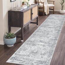 Alfombra de pasillo antideslizante para dormitorio, alfombra lavable con reverso de goma - Alfombra suave de pelo corto para cocina, lavandería, baño (61 x 244 cm, beige/marfil) - Gris Claro - Ver 8