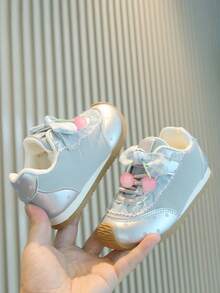 Spring/Autumn New Girls' Sports Shoes, Polka Dot Cherry Bowknot Kids Non-Slip Soft Sole Casual Shoes - Silver - View 10