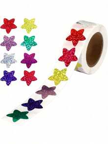 500pcs/Roll Colorful Shiny Star Stickers, Reward Stickers Party Decoration, Business Label Scrapbooking Stickers, Self-Adhesive Disposable - Perfect For Rewards, Crafts And Decorations - Star - View 9