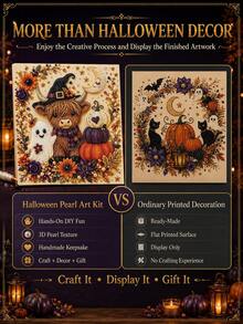 Halloween 3D Pearl Art Kit, Adult Diamond Craft | Spooky Cute 3D Art, Autumn Wall Decor, Beginner-Friendly DIY Set, Complete Craft Kit, Fun Family Activity - Highland Cow - View 7