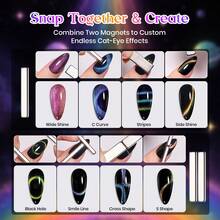 Beetles 6 Colors Chameleon Cat Eye Gel Nail Polish Set, Rainbow Cosmos Double-Light Magnetic Effect With 2 Magnets & Star Stickers, Soak Off UV Nail Art For Home Manicure & Gifts For Women - 6 Colors Chameleon Cat Eye - 查看 6
