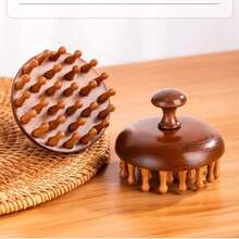 1pc/2pcs Multi-Function Wooden Therapy Massage Comb, Scalp Head Massager, Natural Sandalwood Round Tooth Gua Sha Body Massager - View 4