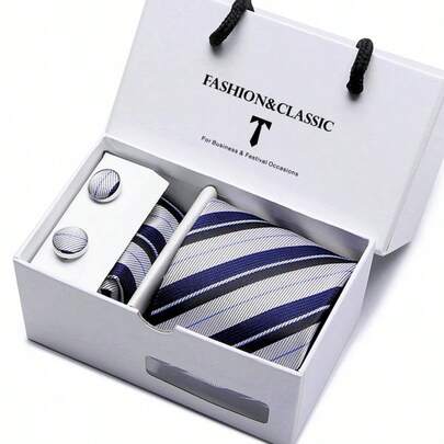 AlanKing סט עניבות מפוסים לגברים, קופסת מתנה פרימיום, מתאים למתנות לחגים ויום נישואין