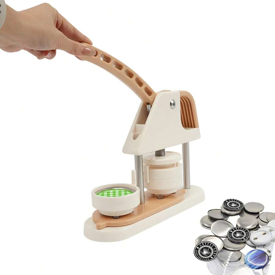 HaroldDol Badge Maker Machine Button Maker Machine 58mm/2.28inch Button Press Machine Manual Button Making Supplies Kit Button Making Set With 200pcs Button Parts And Circle Cutter For DIY Button Badges[Ideal Daily Accessory] - Default@YSXKOZ-000100 - View 1