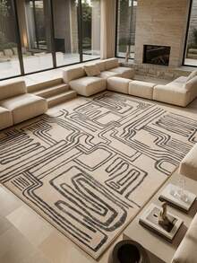 1pc European & American Modern Luxury Abstract Geometric Design Soft Faux Cashmere Area Rug, Bathroom, Kitchen, Entryway, Hallway, Bedside, Living Room, Bedroom, All-Season Machine Washable Large Size Floor Mat, Aesthetic Home Decor - Multicolor - View 1