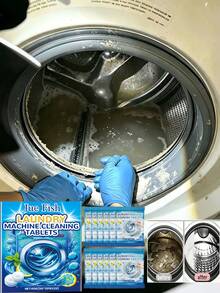 JUE FISH Washing Machine Cleaner, Washing Machine Cleaning Tablets, Deep Cleaning Formula, Suitable For Top-Load And Front-Load Washing Machines, Removes Odors, Hard Water Stains, Limescale, Soap Scum And Lint, Lemon Fresh Scent, Monthly Maintenance, Home Essential. - Multicolor - View 12