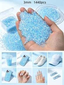 1440pcs Mixed Color Round Flat Back Rhinestones Resin Crystal Gems DIY Craft Decorations For Manicure Garment Phone Case Decor - Multicolor - View 8