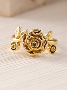 1 pieza Anillo hermoso para mujeres, joyería para boda, compromiso y fiesta, regalo del Día de San Valentín - Amarillo Oro - Ver 5
