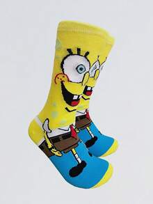 SpongeBob SquarePants 7/3/1入中性趣味卡通印花襪，適合日常穿著、旅行、學校，低筒短襪學生船襪，聖誕禮物、旅行禮物、婚禮禮物、聖誕派對禮物，送給媽媽、爸爸、男性生日禮物、新年禮物、朋友的趣味禮物 - 彩色 - 查看 2