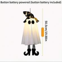1pc Halloween Wizard Ghost LED Light, Button Battery Powered (Battery Included), Scary Flashing Hanging Decoration, Holiday Party Atmosphere Decor, Suitable For Gifts - Multicolor - View 4