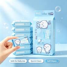 Portable Mini Wet Wipes Pack, Personal Hand & Mouth Cleaning Tissue Paper And Wet Wipes For School, Travel, Outdoor Use - Multicolor - View 3