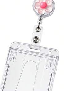 Unisex Cute Cherry Blossom Retractable Card Holder, Anti-Loss Easy-Pull Buckle, Transparent Retractable ID Card Holder, College Student Campus Card Holder, Cafeteria Meal Card Storage Bag, Slide Cover Design, Dual Card Slots, Small Card Slot, Bus Card Holder, Non-Inductive, Bank Card Holder, Subway Card Storage, Portable Hanging, Adjustable ID Card Holder Keychain, Suitable For Office Workers And Students, Perfect Gift, Back To School Gift, Christmas Gift, Couple Card Holder - Multicolor - View 5