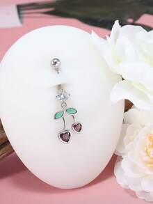 Cute Cherry Belly Button Rings For Women Dangly Belly Piercing Jewelry Navel Ring Pearl Heart Dangle Belly Button Piercings Daily Gift Party - Belly Button Ring - View 3