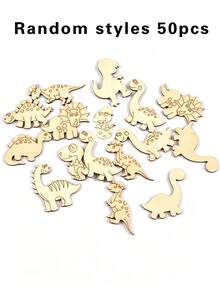 25/50pcs DIY Wooden Cartoon Dinosaur Craft Kit - Unfinished Hollow Cutout Painting & Decoration, Perfect For Home, Wedding, Party And Birthday Use, Random Style & Color - Multicolor - View 9