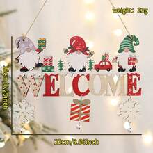 1pc Christmas Wooden Hanging Ornament, Gnome Pattern With Snowflake And Bell Pendant, "WELCOME" Letter Design, Rustic Christmas Tree/Door/Wall/Window Home Decor, Suitable As Christmas Gift - / - View 13