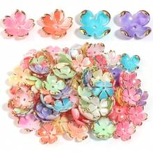 100pcs Acrylic Gold Foil Edge Gradient Petal Flower Spacer, Vintage 4-Petal Flower Bead Cap, DIY Hair Stick Headpiece Pendant Accessory For Jewelry Making - Flower Holder - View 7