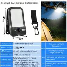 Clip-On Solar Light Outdoor, USB Rechargeable Solar Camping Light, RV Exterior Light, With Digital Display, 60LED, 3 Brightness Modes Solar Tent Light, Suitable For Fence, Yard, Camping, Backpacking, Hiking, Outdoor Use - Solar Clip-on Camping Light - View 16