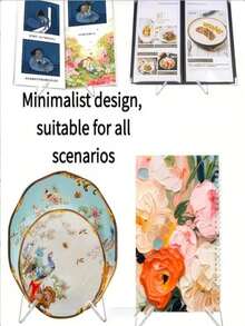 Clear Acrylic Display Stand Plate Tea Cake Easel Artwork Display Stand Round Plate Display Holder Display Stand Souvenir Stand Artwork Display Rack X-Shaped Porcelain Plate Stand Vinyl Record Artwork Photo Frame Cookbook Display Stand - Clear - View 3