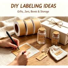 3pcs Kraft Paper Blank Label Sticker, 4 Sizes Available, Handwritten Self-Adhesive Label, Suitable For Kitchen Storage, Storage Cans, Drinks, Plants, Skin Care Products Classification Roll Design, Tear With Use, Home Shop Storage Artifact. - Multicolor - View 6