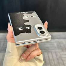 可愛黑色貓咪圖案電鍍銀手機殼，適用於 Galaxy Z Fold8 Wide Fold8 背蓋 - 銀色 - 查看 4