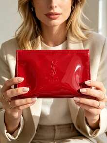 Yves Saint Laurent Red Makeup Bag Made Of High-Quality Fabric, Convenient For Storing Lipstick, Blush And Other Cosmetics, Perfect For Girls. - Red - View 2