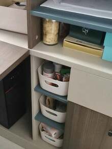 10 hộp lưu trữ màu trắng, giỏ lưu trữ xếp chồng màu trắng, thùng nhựa trắng có tay cầm, dùng để sắp xếp đồ dùng bàn làm việc, phù hợp cho kệ, phòng chơi, phòng ngủ, văn phòng, tất, đồ lót, văn phòng phẩm, mỹ phẩm - trắng - Xem 8