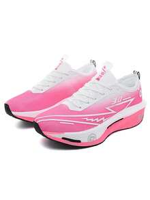 2026 New Gradient Racing Professional Running Shoes, Multi-Color Lightweight Breathable Upper, High-Elastic Cushioning Midsole, Anti-Slip Wear-Resistant Outsole, Unisex Couple Style Suitable For Long-Distance Training, Fitness Testing, Racing, Daily Jogging, Fitness, Campus Testing, Outdoor Road Running, Marathon Preparation, Commuting, Walking, All-Around Versatile Professional Sports Running Shoes - Pink - View 8