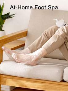100pcs Disposable PE Foot Mask Liners With Adhesive Backing, Transparent Plastic Foot Socks, Suitable For Home Foot Care, Foot Therapy Moisturizing Care, Tear-Resistant Foot Care Covers, Multi-Purpose, Suitable For Salon, Shoe Fitting, Dorm, Travel, Back To School - Multicolor - View 2