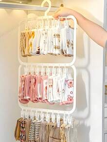 1pc Space-Saving Multi-Clip Sock And Clothes Drying Rack - Bedroom, Bathroom, Closet And Dorm Storage - Multicolor - View 3
