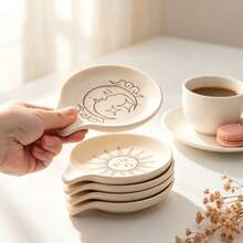 1/2 buah Alas Sendok Keramik Kecil Motif Matahari dan Bulan Vintage 3 inci untuk Kompor, Tempat Sendok Kopi Porselen Lucu untuk Kedai Kopi, Tempat Peralatan Dapur untuk Memasak di Rumah, Hadiah untuk Ibu & Sahabat - View 5