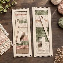 3 Pieceswooden Rectangular Knitting Machine Set - DIY Crochet Wooden Threading Tool Kit. Includes A Multi-Functional Comb, Knitting Needles, Handmade Gift, Holiday Gift, Halloween Tool, Gift For Home Decoration. Suitable For Making Handicrafts. - A - View 2