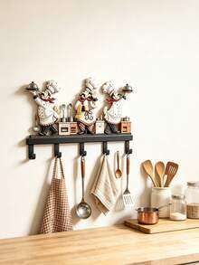1pc Cute Chef Storage Hook Key Rack Kitchen Storage Rack Entryway Storage Hook Bathroom Storage Rack, Decorative Storage Hook, Living Room/Bedroom/Kitchen Decorative Storage Item, Housewarming Gift Essential, Best Choice For Holiday Gift - Multicolor - View 7